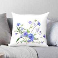 Estonian National Flower Cornflower Square Pillowcase Polyester Linen Velvet Creative Decor Pillow Case Sofa Cushion Cover 45x45 30X30CM gray
