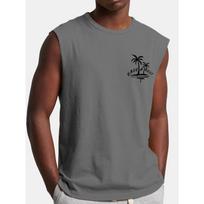 Mens Summer Surf Beach Tank Top Large Size Casual Breathable Sleeveless Top Loose  Print Tank Top Man Shirt L gray