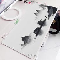 Black And White Laptop Gamer Mousepad Gaming Mouse Pad Ink And Wash Large Rug Locking Edge Keyboard 100x50cm Desk Mat for CSGO 600x300x2mm gray