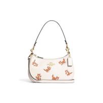 COACH Teri Cow Leather Shoulder Bag, Crossbody Bag Medium Women's Chalk White Print CC777-IMCAH One Size 1 white
