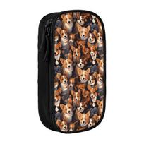 Custom Cute Cute Pet Dog Corgi Pencil Cases for Girls Boys Large Storage Pen Bag Box School Accessories 21x10.5x5cm brown