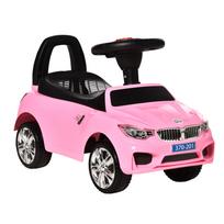 Vaikiškas paspiriamas žaislinis automobilis su vairu, priekiniais žibintais ir įmontuota muzika, PP ir metalinis vaikiškas automobilis, 63,5x28x36 cm, Rožinis