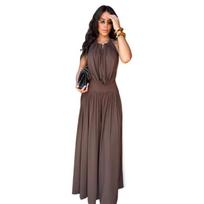 Elegant Halter V-Neck Pleated Wide-Leg Two-Piece Set Large black