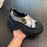 Baotou Roman sports sandals women's summer outer wear 2025 new hollow thick sole heightening soft sole casual white shoes 34 gray