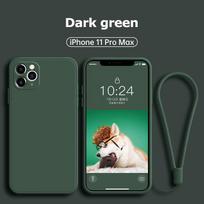 With Wrist Lanyard Strap Liquid Silicone Phone Case For iPhone 16 15 13 14 Pro Max 12 11 XR X XS 8 Plus Camera Protection Cover For iPhone X or XS&Case & Strap black
