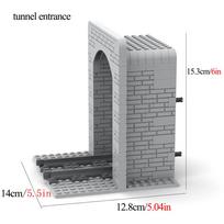 MOC Creative City Train Railway Cave Tunnel Scene Building Blocks DIY Education Brick Assembly Toys for Boys gray