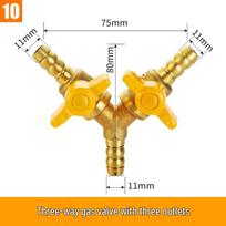Telu Copper Gas Pipe Tee Valve, Y-Type 4-Point Ball Valve, One-in-Two Natural Gas Switch