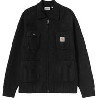 Carhartt WIP FW25 Knit Jacket Square Tag Zipper Front Four Patch Collar Long Sleeve Jacket Men Jacket I035399-89-XX M black