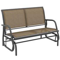 2-Seater Garden Swing Bench in Metal and Mesh Fabric, 120x70x85 cm, Light Brown 120 x 70 x 85 cm