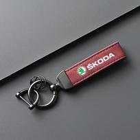 Leather Car Styling Keychain Key Holder Ring For Skoda Octavia MK2 MK3 2 3 A7 Fabia Karoq Kodiaq Superb Rapid Kamiq Scala Yeti bzsd98 gray