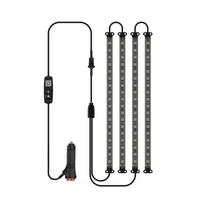 72 LED Bar RGB Car Backlight Ambient Mood Foot Light w/ Cigarette Lighter Automotive Interior Lights Strip Decoration Lamp Remote Auto Accessories 12V without Remote gray