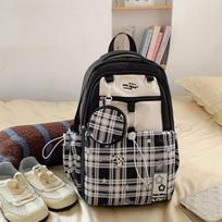 Schoolbag Large Capacity Middle and High School Student School Bag INS Style Japanese Style Backpack Trendy Simple Versatile Casual Backpack for Women gray