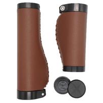 Dviračio rankenos rankenėlės 135/95mm ilgio/trumpės rankenėlės Neslystančios PVC mikropluošto odos Ergonominės Rankomis siūtos Atsitiktinės Retro Dvigubos fiksavimo rankenos vairui (Tamsiai rudas-B) 1 pair brown