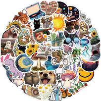 10/50 vnt Animacinių filmukų mielų gyvūnų lipdukai grafiti lipdukai, skirti „pasidaryk pats“ bagažo nešiojamojo kompiuterio dviračio lipdukas 10pcs black