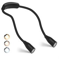1 vnt. LED skaitymo kaklelio lemputė, USB įkraunama knygų lemputė 360° lanksti ranka, knygos skaitymo lemputė, skaitymo kaklo lempa Studijų skaitymo nakties lemputė juoda
