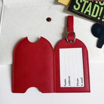 Luggage Tag; Men's and Women's Suitcase Luggage Tag PU Airplane Tag Travel Accessories raudona