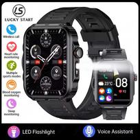 Išmanusis laikrodis vyrams 2,01 colio HD ekranas Bluetooth skambučiai lauko fitneso laikrodis LED žibintuvėlis vandeniui atsparus išmanusis laikrodis sportinė apyrankė silicon juoda