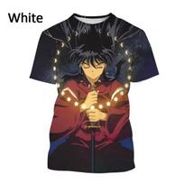 Klasikinio anime Inuyasha 3D spausdinti vaikiški marškinėliai Madingi laisvalaikio Harajuku trumparankoviai didelio dydžio apvalios iškirptės marškinėliai Viršutiniai drabužiai Mergaitės drabužiai 110 black