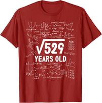 Square Root 529 Years Old Math Birthday Gift Funny Graphic Tee Men Casual Short Sleeve T-Shirt 4XL red