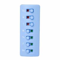 Curved-Back Reusable Pill Tracker Color-Coded Indicators Anti-Slide Design Pill Reminder Elderly Friendly Portable mėlyna