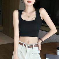Elegantiškas stilingas liemenė H351 Vasaros Darbo aprangos dalis Be rankovių Pagrindas Viršutinės dalies trumpa dalis Camisole Apatinis trikotažas Moteriškas S(40-47.5)kg gray