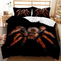 Tarantulo rašto patalynės komplektas Juodas Rudas Voras Antklodės užvalkalas, Vabzdžių tema Minkštas antklodės užvalkalas vaikams paaugliams, Baltas (135x200cm)