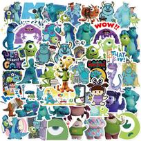 50-Piece Anime Monsters, Inc. Sticker Set for DIY, Notebook, Water Bottle, and Skateboard Decoration blue