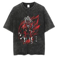Vegeta Galick Gun Vintage T-shirt Washed Oversized DRAGON BALL Anime Tee Men Women Street Hip Hop Y2k Harajuku Female Male Clothing L black