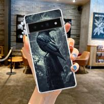 Juodo varnėno telefono dėklas Google Pixel 9 8 7 6 5 4 4XL, minkštas TPU 7A 6A 5A 4A 3A Pro XL 5G, skaidrus korpusas Fundas Capas for Pixel 8