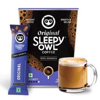 Sleepy Owl Original Freeze Dried Coffee Sachets | 20g - Pack of 10 x 2g Instant Coffee Powder Sachets | 100% Arabica Beans | Aromatic Coffee Pouc black