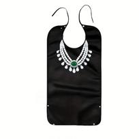 Dining Protector Waterproof Elderly Bibs Oil-Resistant Snap Closure Adult Apron Foldable Adjustable Saliva Towel Elderly Dining black
