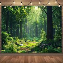 2D Lush Green Woodland Background Cloth Nature Themed Photo Booth Prop 47.2x31.5inch/120*80cm