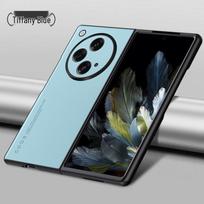 OPPO Find N6/N5 Foldable Phone Case - Plain Leather Grain, Light Luxury Business Protective Case Find N tiffany mėlyna spalva
