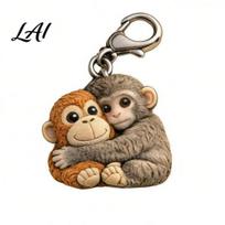 Lightweight Decorative Charm Little Monkey Pocket Hug Token Cute Holding Plush Toy 1pc beige