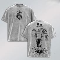 Anime The Seven Deadly Sins T-shirt Escanor Vintage Washed Oversized T Shirt Men's Clothing Short Sleeve Tops S