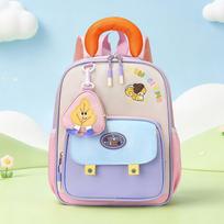 Schoolbag Macaron Color Block Series Cute Cartoon Backpack for Kids Ages 1-1 Back to School Season Tutoring Class Schoolbag beige