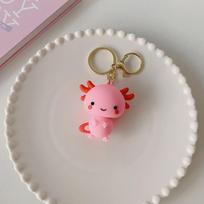 Pink Blue Fish Charm Key Chain Lovely Axolotl Keyring Fashion PVC Pendant  for Girls Gift rožinė