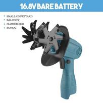 Portable Soil Loosening Machine Small Household Rotary Tiller Handheld Electric Hoe Garden Bonsai Weeding Micro Tiller 16.8V Bare machine black