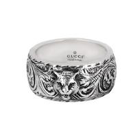 Gucci ring Tiger head narrow edge, Year of the Tiger, silver jewelry, retro, frosted Silver 8 basic packaging-dust bag + packaging box (color random) sidabras