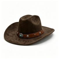 Retro Western Sun Hat Wide Brim Felt Cowboy Hat Versatile Fashion Fedora Hat Free Size black