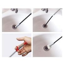 Grabberable Pick Up Hair Clog Remover Flexible Steel Wire Drain Cleaner Stick  Kitchen Drain 0.9m(35.43in) white