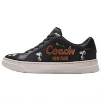 Coach Peanuts X  Canvas Leather Round Toe Lace-Up Low-Top Sneakers Women sneakers Black CBP11-M0Q 38.5 gray