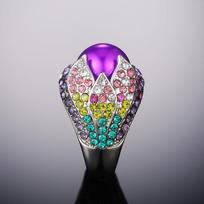 1Pc Fashionable Retro Exaggerated Full Synthetic Zircon Petal Ring Fashion Ring 6