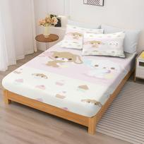 Co-Branded Cartoon Fitted Sheet Anime Sugarbunnies Bedding Set Bed Cover Printed Honig Bonnie For Children Adults 2/3Pc 90x190x25cm white