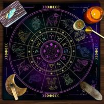 Tarot Tablecloth 12 Constellations Divination Altar Cloth Board Game Witchcraft Astrology Oracle Cards Pads For Room Home Decor 50x50cm black