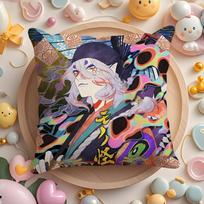 M-Mononoke Anime Cushion Cover Home & Car Multi-Scene Pillow Cover - Reversible, Soft & Durable for Daily Use 30X30cm black