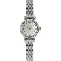 Emporio Armani Gianni T-Bar Mini Perlamutrinis Sidabrinio Metalo Moteriškas Kvarcinis Laikrodis AR1688 perlamutro spalvos