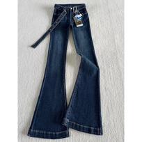 Women's 2026 Retro High-Waisted Dark Blue Micro-Flare Jeans XS gray