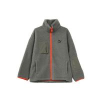 PUMA Unisex Sherpa Fleece Jacket Grey/Orange 929820-02 S gray