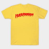 Men Black Print T-shirt Hulkamania Red Retro Vintage No-Cut Transfer Paper Print Cotton Tshirt - Men's Summer Cotton Graphic Tee S